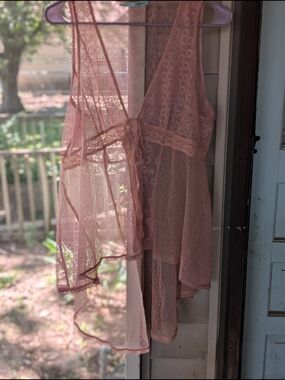 Maurices Dusty Rose Sheer Lace Vest